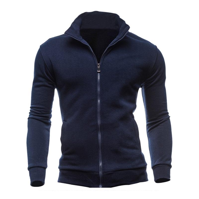 Heren Slim Fit Volledige Rits Hoodie Casual Jas met Lange Mouwen