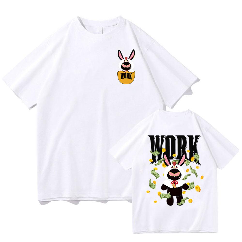 Work Rabbit  Cartoon Printing T-shirts ATEEZ Korean Style Punk Band Tee-shirt Short Sleeve Cotton Comfortable Tshirt Women Girls