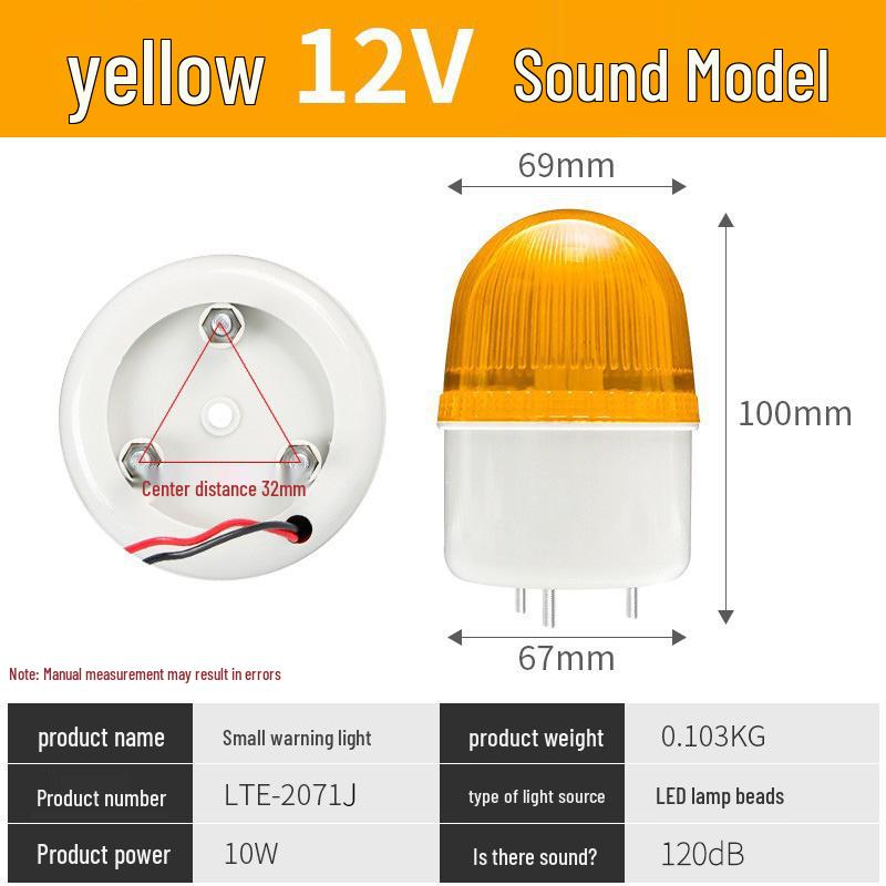 LTE-2071J LED Strobe Signal Light with Audible Alarm - Small Flashing Warning Indicator