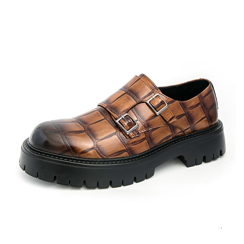 Fashion Casual thick soled men's leather shoes British style Party Business Outdoor Fashion Street loafer Derby Slip on New Hot selling
