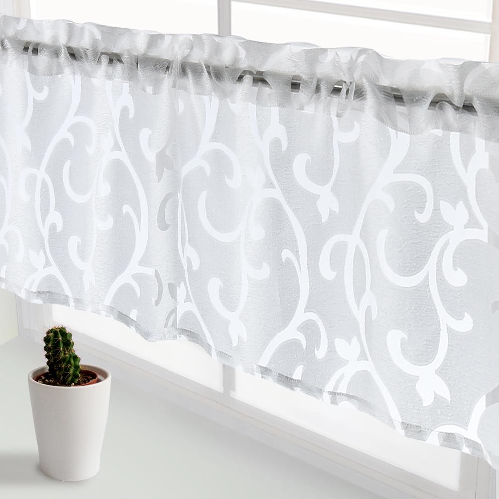 1PC NAPEARL Pastoral Plaid Jacquard Short Tulle Window Curtain Washable