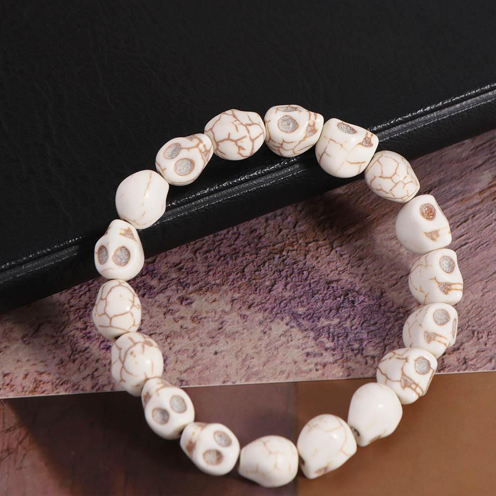 Vintage Design Skull Beaded Bracelet Punk Bangle Personalized Skeleton Beaded Bracelet  Friend Gift