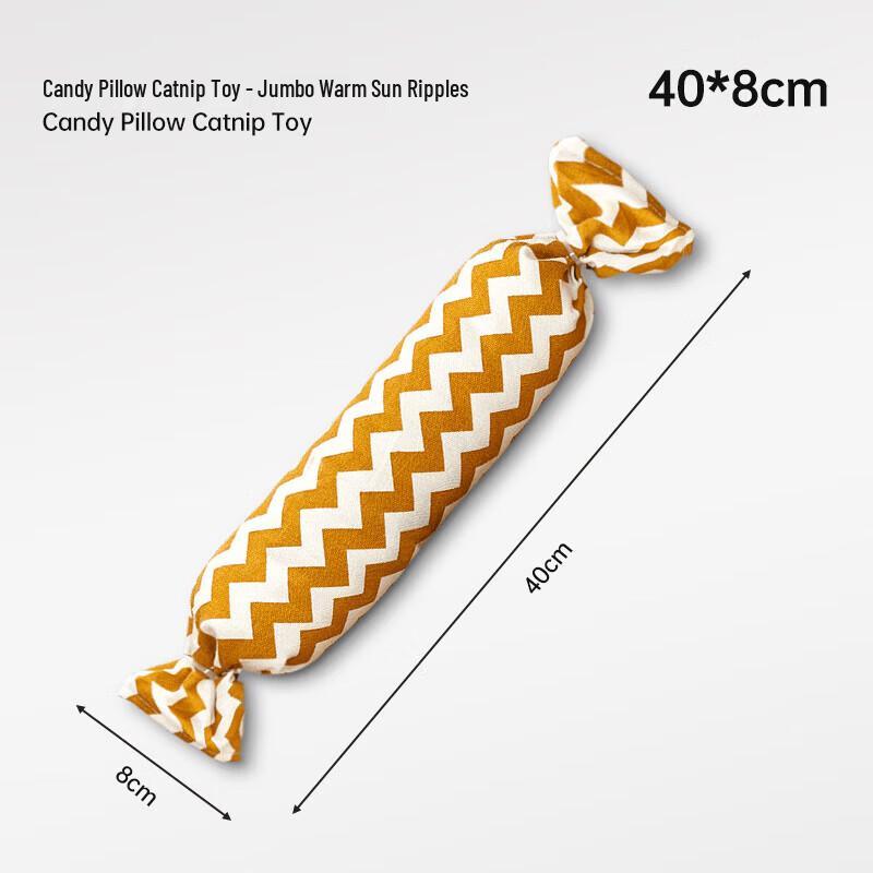 Meow Lisi Jumbo Orange Wavy Cat Teething Candy Pillow - 3 Pack