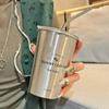 New  Stainless Steel Coffee Mug with Straw Lid Portable Coffee Cup Drinking Beer Milk Water Cup Restaurant Bar Party 500ml