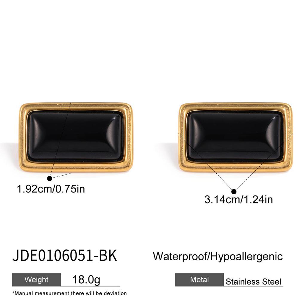 Youthway Fashion Red Agate Square Stud Earrings Stainless Steel With  Gold Color Hypoallergenic Stud Earrings For Women