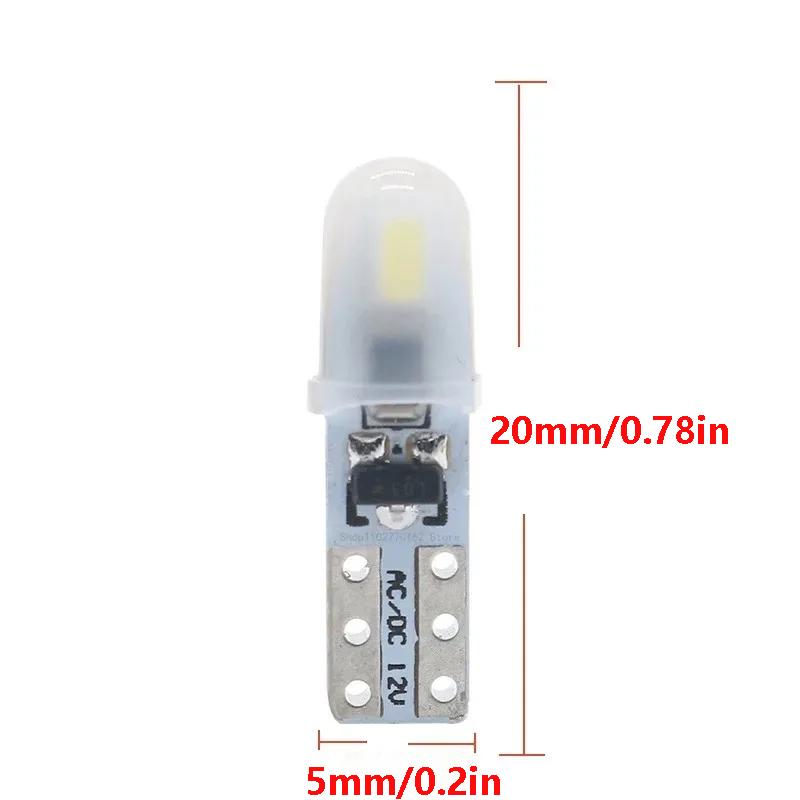 10 Pcs T5 Auto Car Dashboard Lights 2 3014 SMD Reading Instrument Panel Lamp No Polarity Led Bulb White 12V DC