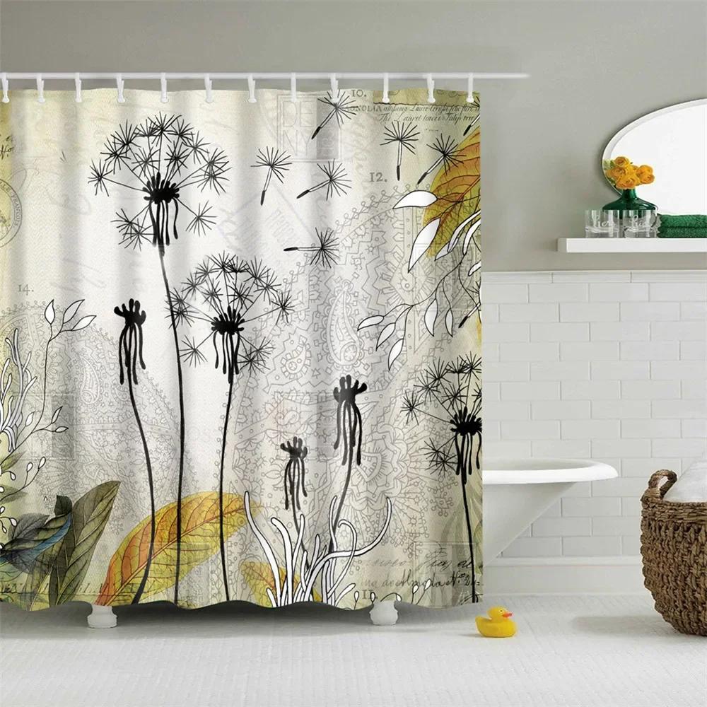 Rose Plum Blossom Flowers Print Waterproof Shower Curtain Washable Fabric Bath Curtain Home Bathroom Curtains With 12 Hooks