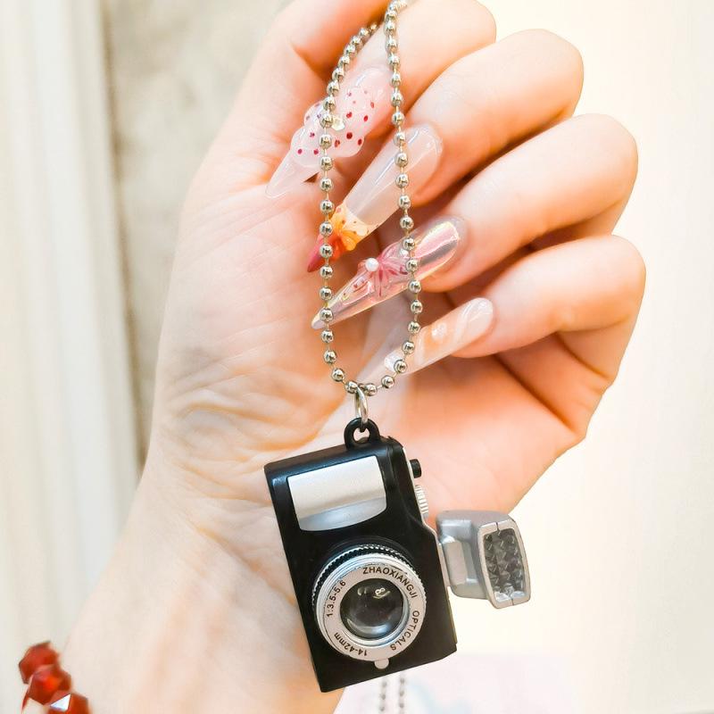 Korean Style LED Camera Keychain - Sounding & Luminous Bag Accessory Pendant