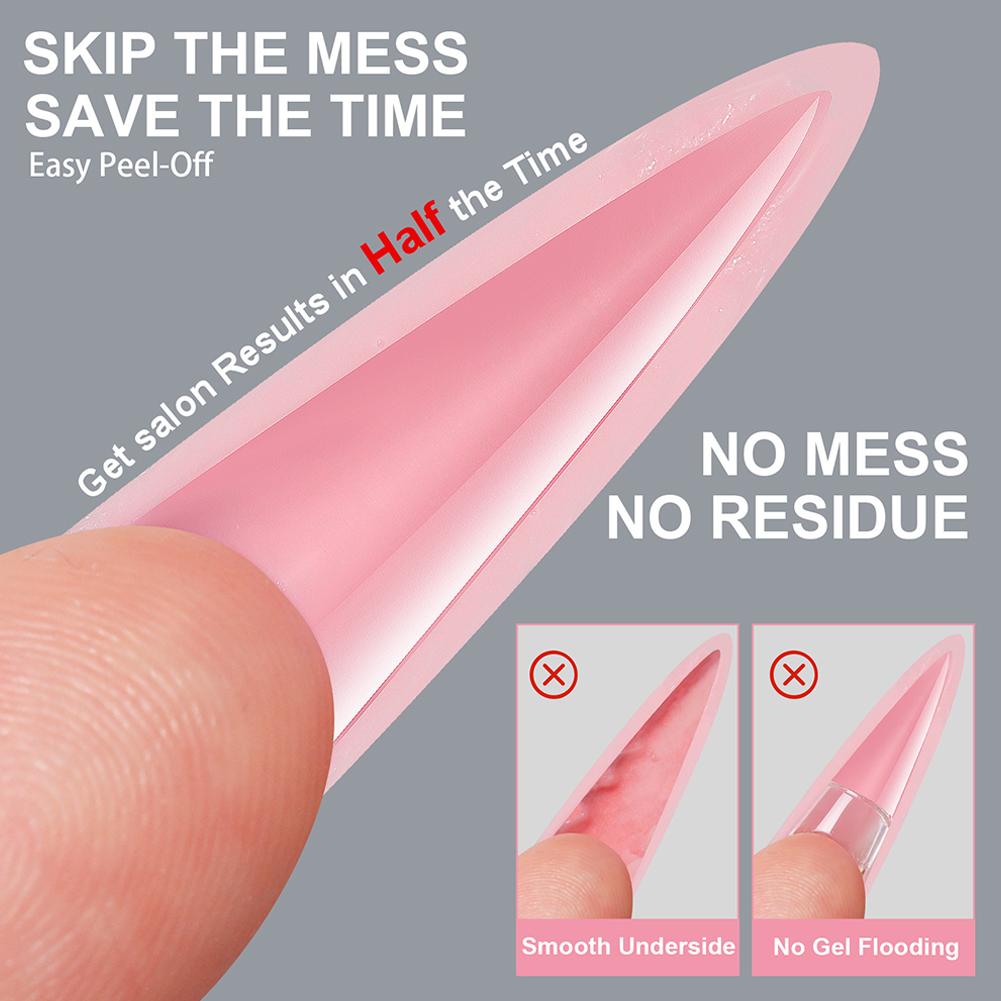 256pcs Nail Sandwich Dual Form Nail Tips Quickly Building Gel Form Nail System Full Cover Tips Quick Building Mould