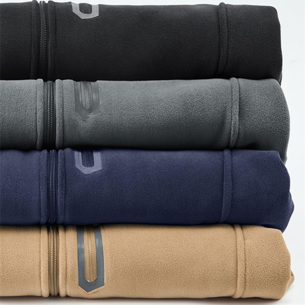 2025 Winter Thicken Polar Fleece Jacket Warm Windproof Full Zip Up Coat Multiple Zipper Pockets Outdoors Plus Size Jackets Outwear