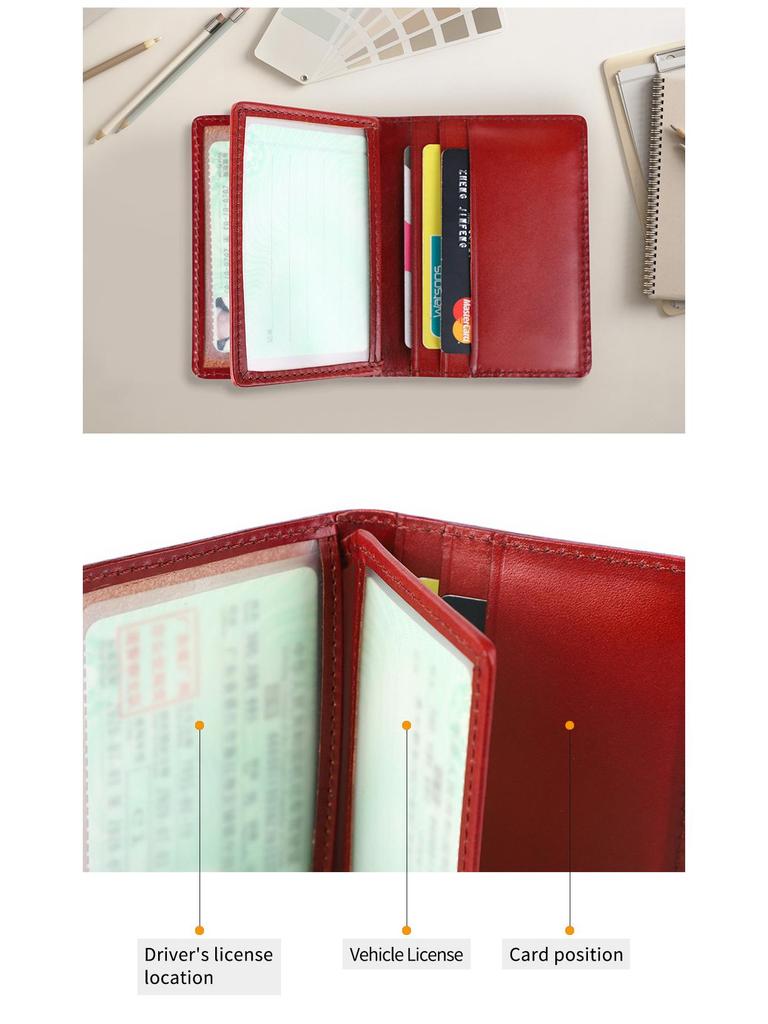 Unisex držák na řidičský průkaz z vícebarevné kůže s přihrádkami na karty