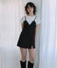 GREENBUTTER Silky Lace Slip Mini Dress (Black)