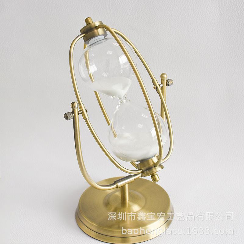 Metal Copper Art Rotating Hourglass Ornament Advanced Sense Timer Creative Gift Handicraft Quicksand Ornament