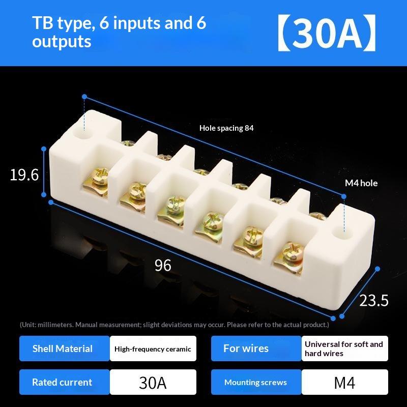High Temperatures Ceramic Wire Connector 30A 800℃ Heat Resistant Terminals Block For Industrial Equipment Wiring