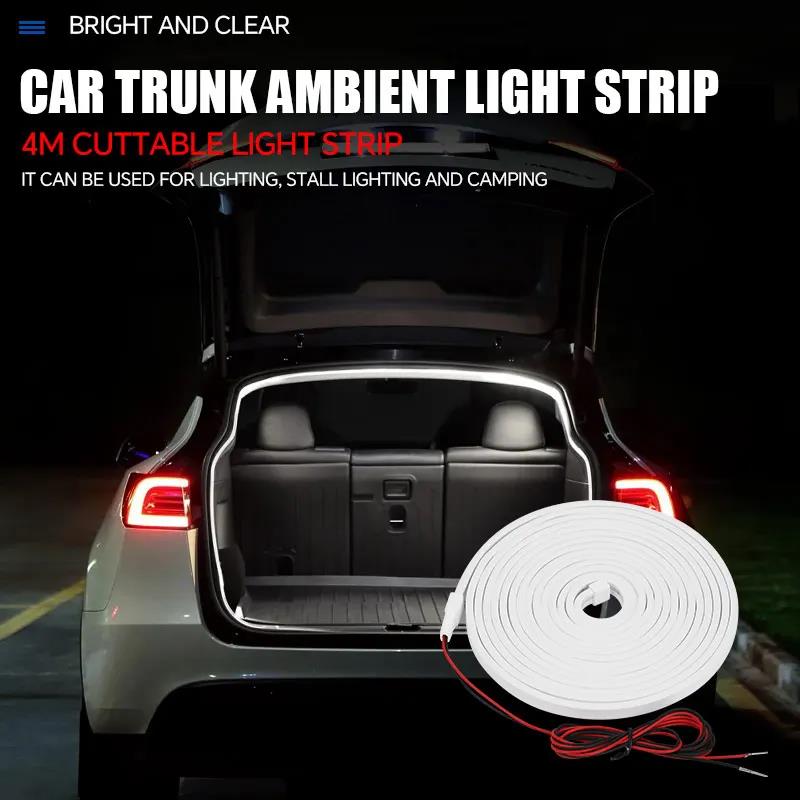 Car Trunk Lighting LED Strip with 2M/4M Waterproof Ambient Light Trunk Decoration Light Camping Ambient Light Neon Lights 4