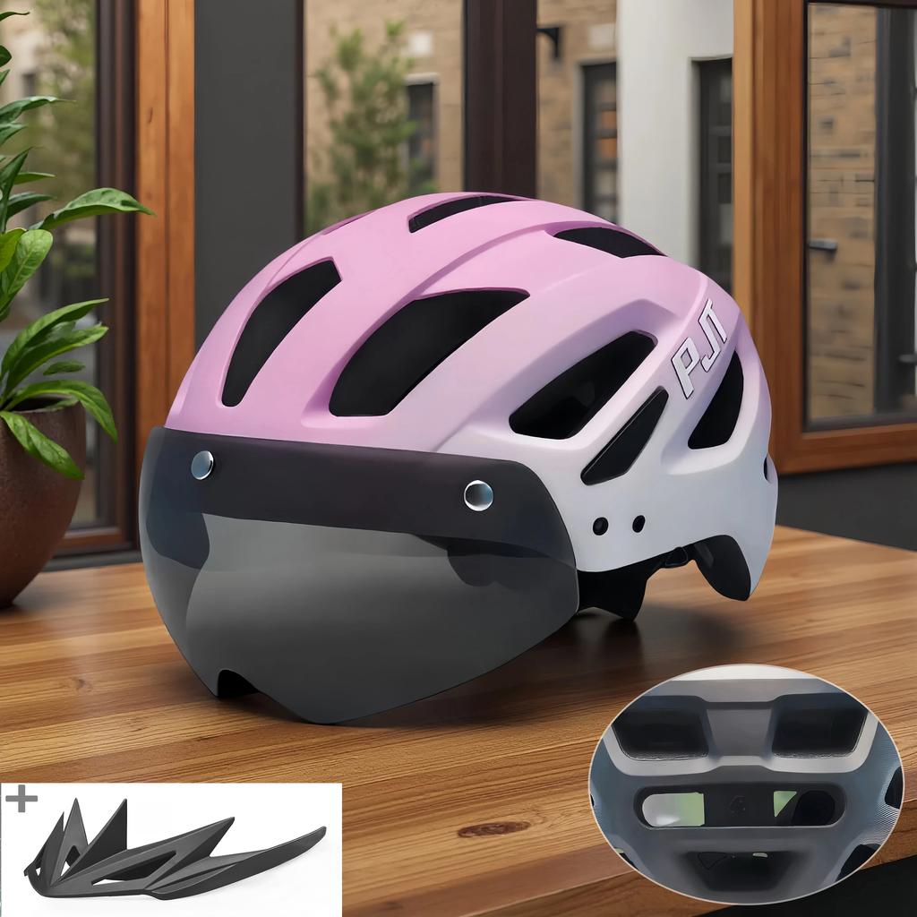 Kask Rowerowy Pjt Z Goglami Przeciwsłonecznymi Męski Daszek Przeciwsłoneczny Kask Rowerowy Okulary Przeciwsłoneczne Kask Rowerowy Szosowy Mtb Kask Rowerowy Sportowy Z Goglami E-Bike