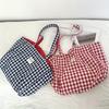 Reversible Red & White Gingham Tote Bag for Women Large Capacity, Lightweight, with Fixed Shoulder Straps, Perfect for Everyday Use, Shopping,Handbag