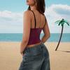 Summer new sexy slim crop PU leather European and American camisole for women