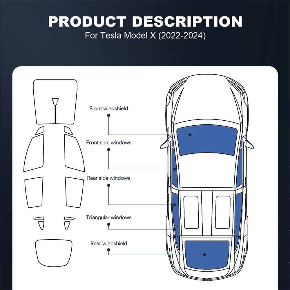 Solar UV Protector Tint Film for Tesla Model X 2022 2023 2024 Front Rear Side Windows