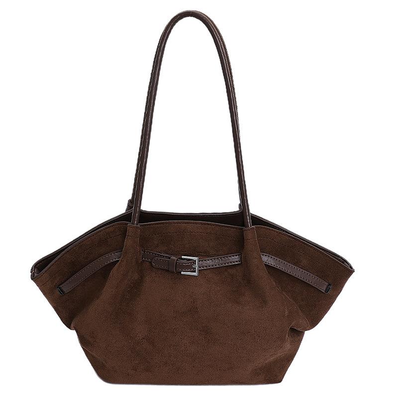 Vintage European and American suede tote bag women's new high-end commuting large-capacity underarm shoulder bag