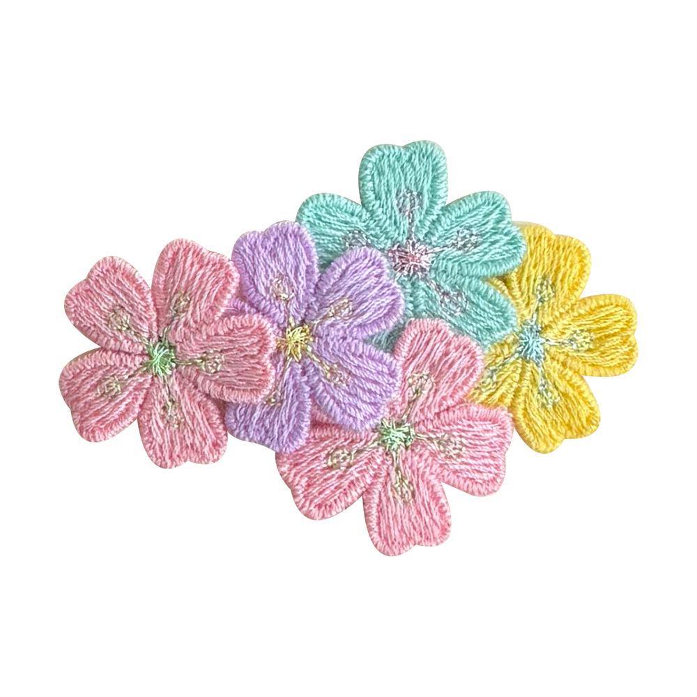 Pink Cherry Blossom Embroidered Hair Clip for Girls