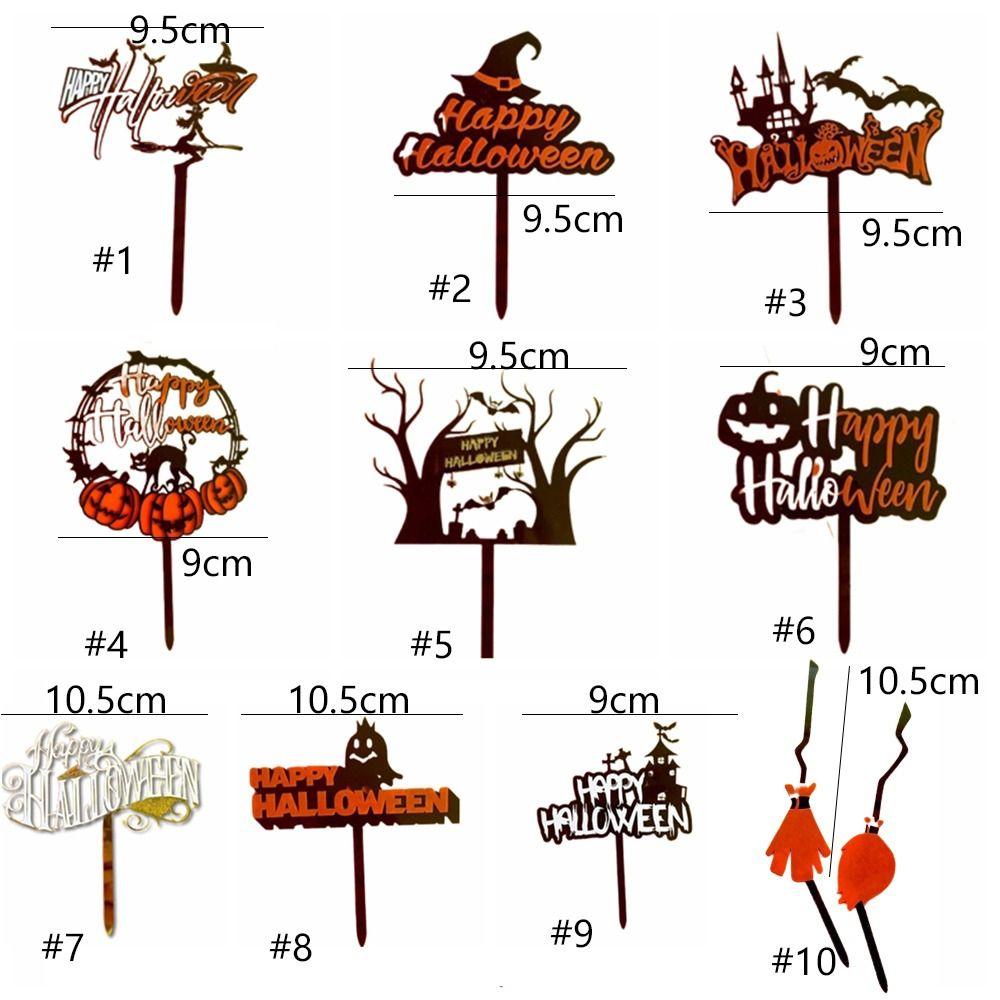 Cartoon Happy Halloween Cake Toppers Acrylic Cake Insertion Flag  Halloween Party Decoration