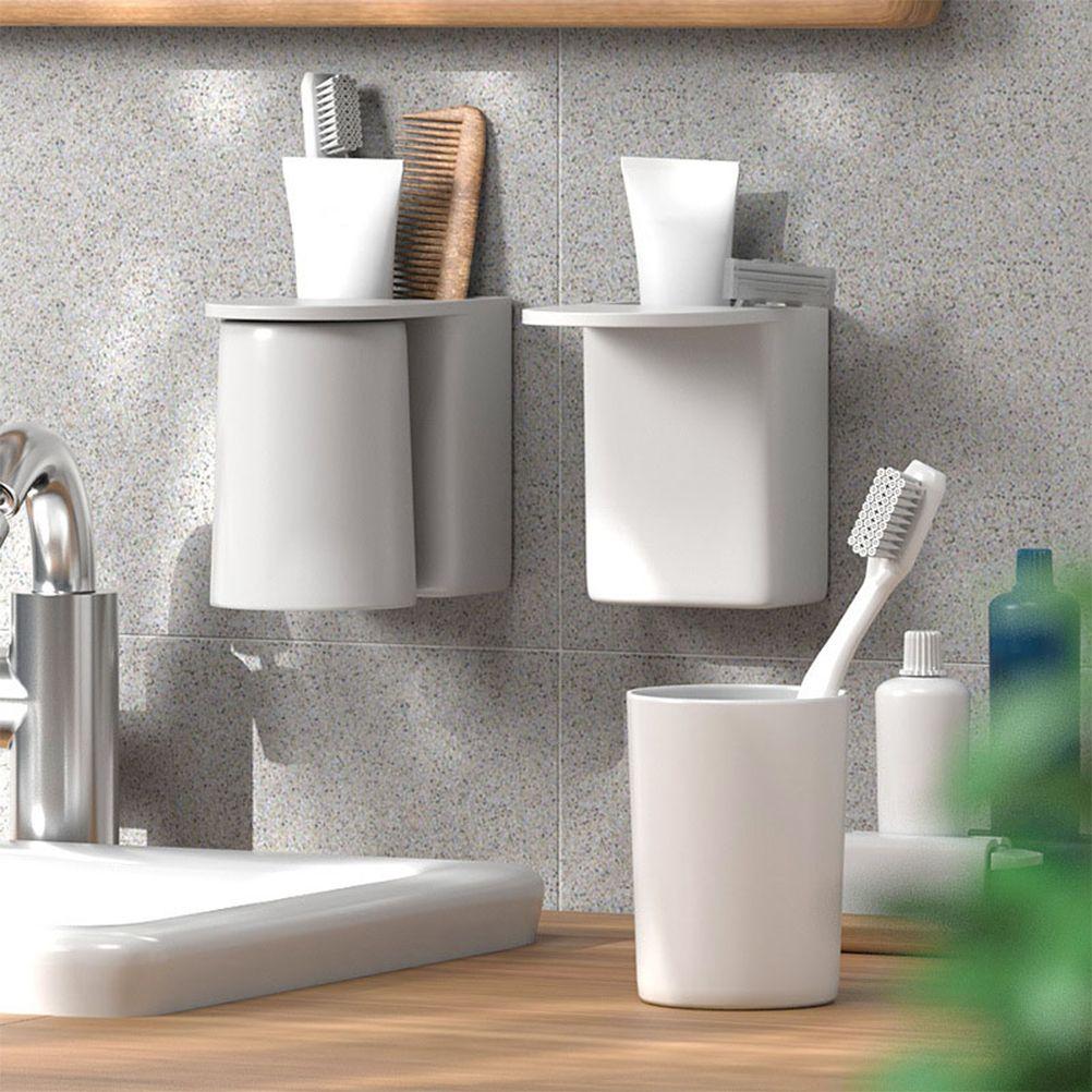 Magnetic Tooth Cup Storage Rack Bathroom Toothpaste Holder Single Wall Mounted Toothbrush for