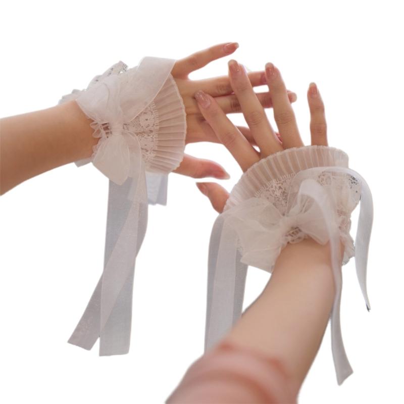 

Removable Wrist Cuffs Flared Cuffs for For Hoodie Sweater False Sleeve Ornaments Detachable Sleeves Cuffs Tulle