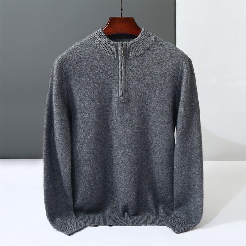 New Semi-zipper Cashmere Sweater Men's Loose Thickened Sweater Light Cashmere Knitting
