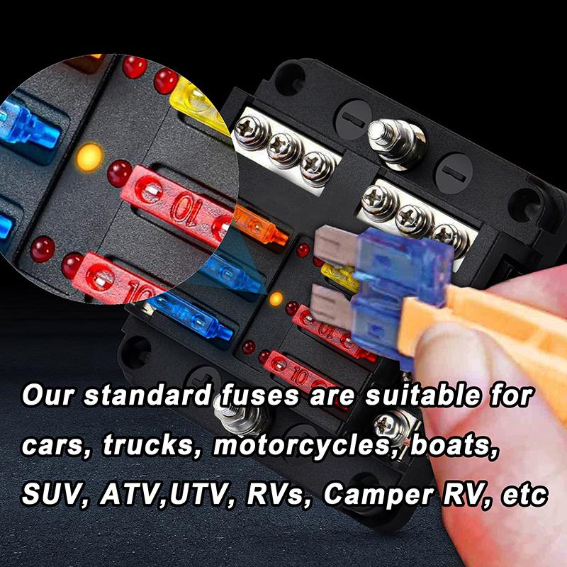 100PCS Automotive Blade Fuse 1A 2A 3A 5A 7.5A 10A 15A 20A 25A 30A 35A 40A Standard ATO/ATC Blade Fuse Fuse Block Accessories Fuses4