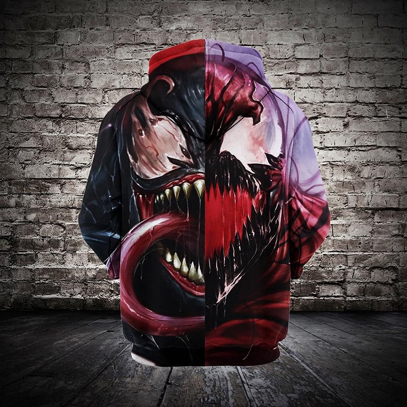 Trendy 2018 Fashion Women/men Spider Venom 3d Print Casual Hoodies Sweatshirt Jacket For Stylish Comfort