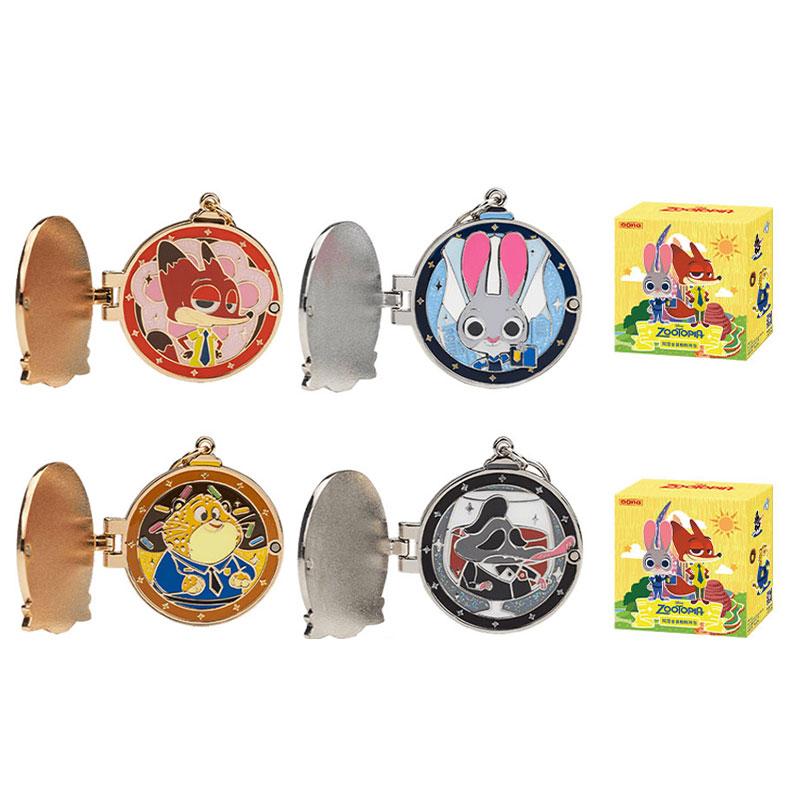 New POP MART Zootopia Double Layer Metal Badge Photo Frame Pendant Blind Box Products Single Mystery Box/Full Box 4 Pcs PPMT-2407-0054