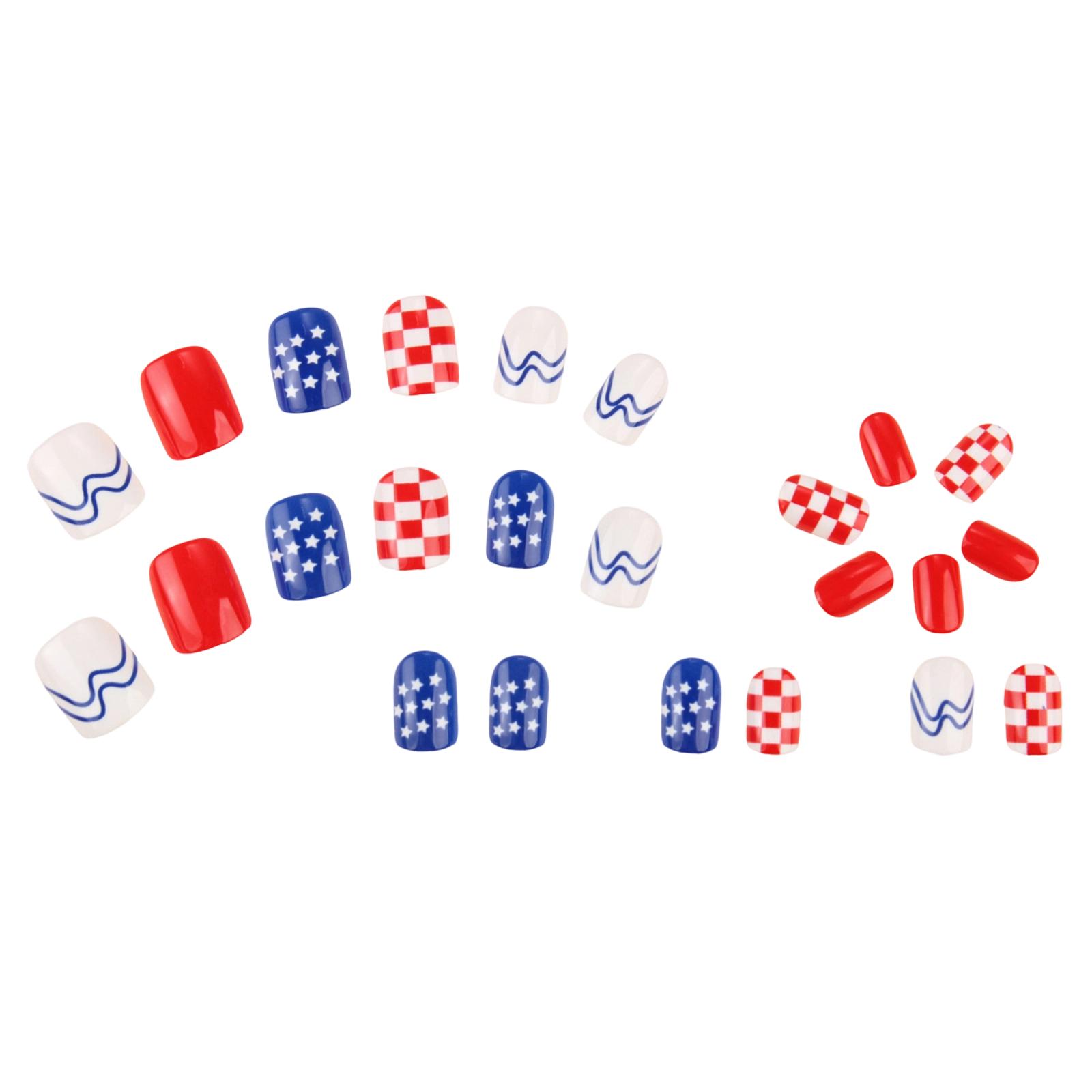 24 Piece Retro And Gorgeous Independence Day Nail Set