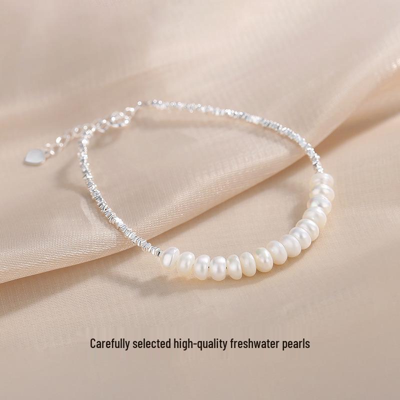 Natural Freshwater Pearl & Sterling Silver Women's Bracelet - Trendy S925 Design