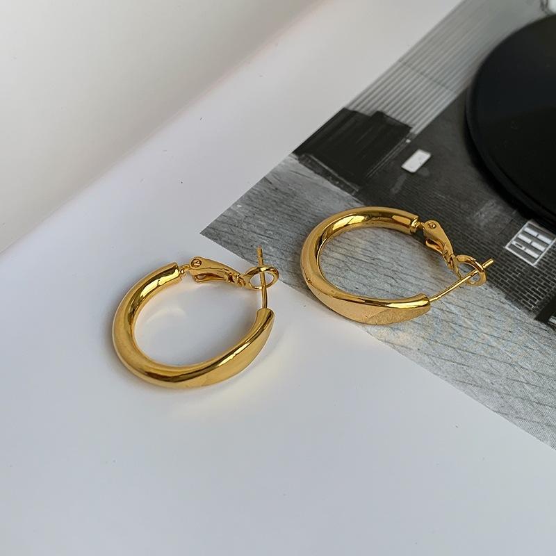 

925 Sterling Silver Jewelry Simple Geometric Round Circle Hoop Earrings for Women Wedding Party Jewelry For Girls Friend Gift золотий