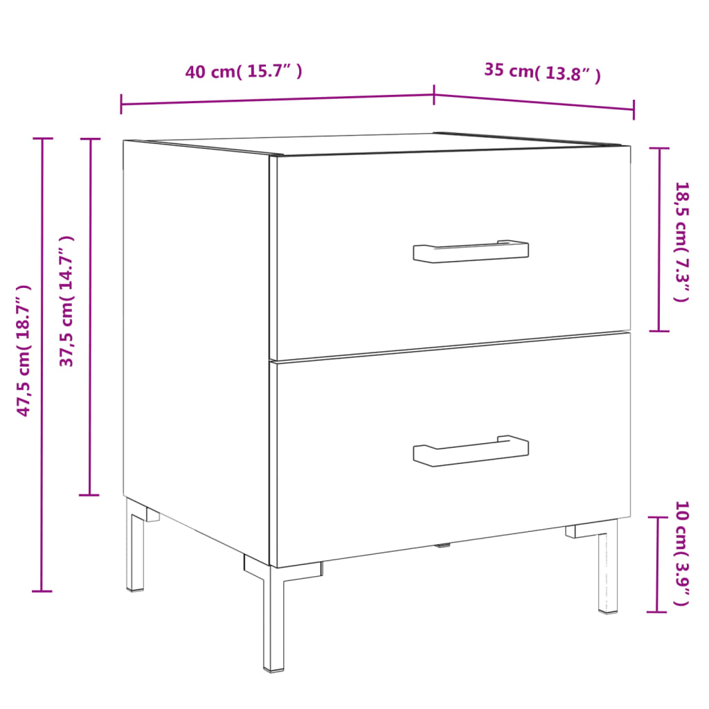 Nightstand Smoked Oak 40x35x47.5 cm Engineered Wood