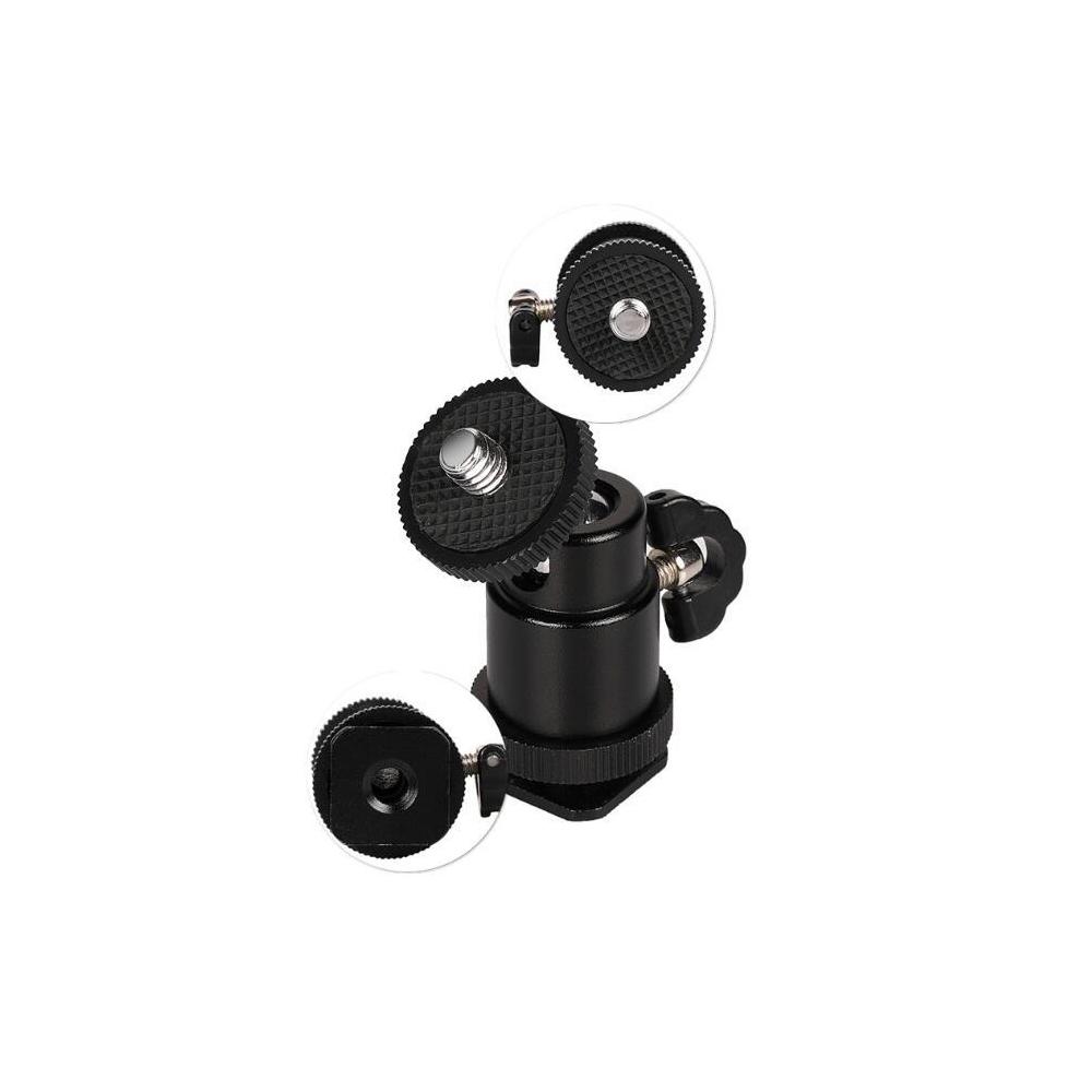 Tripod Ball Head 360° Rotatable Metal Mini PTZ with 1/4  Hot Shoe Camera Mount Adapter for Camera Pocket Light Microphone
