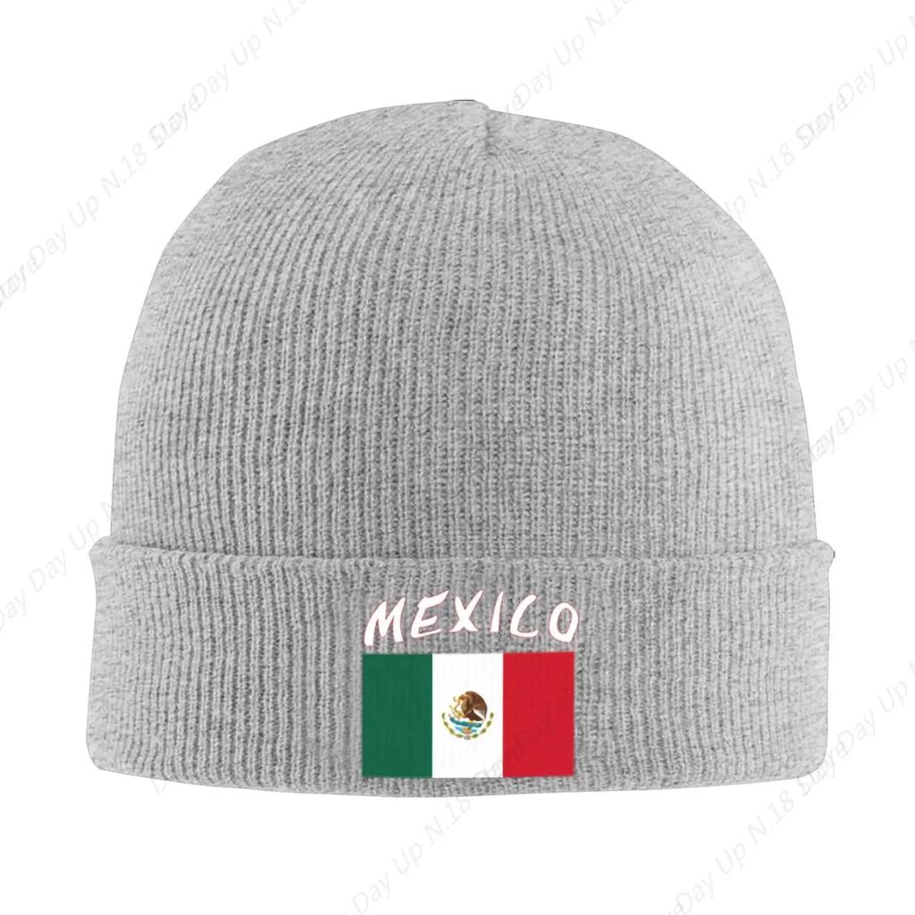 Mexico Flag Knitted Hat For Men Women Knit Hats Winter Beanies Skull Cap Unisex Black
