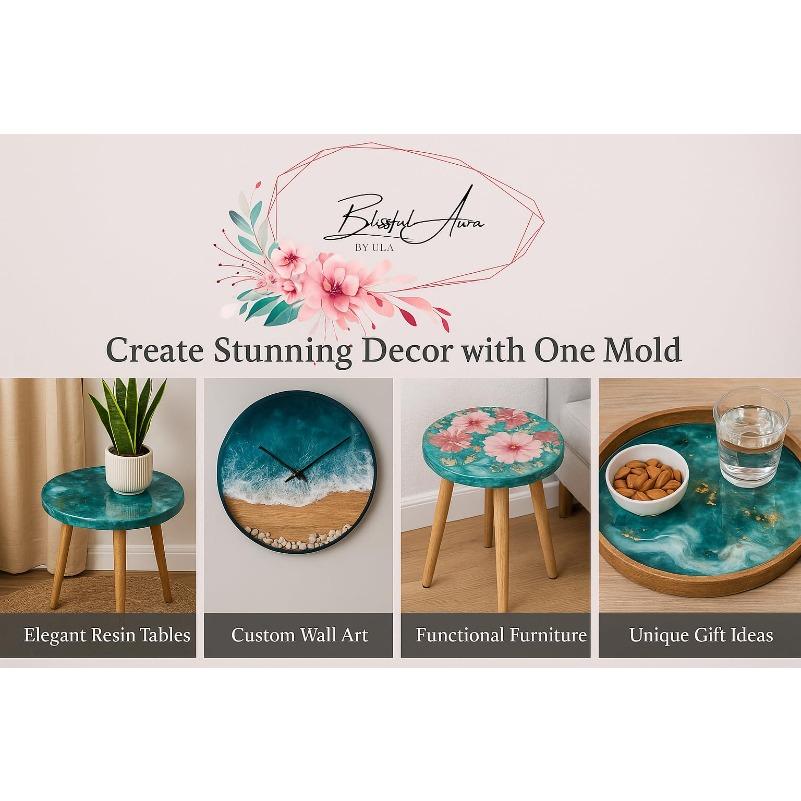 14" Round Silicone Resin Mold – Large Epoxy Casting Mold for River Tables, Stools & DIY Home Decor – Reusable Flexible Craft Mold