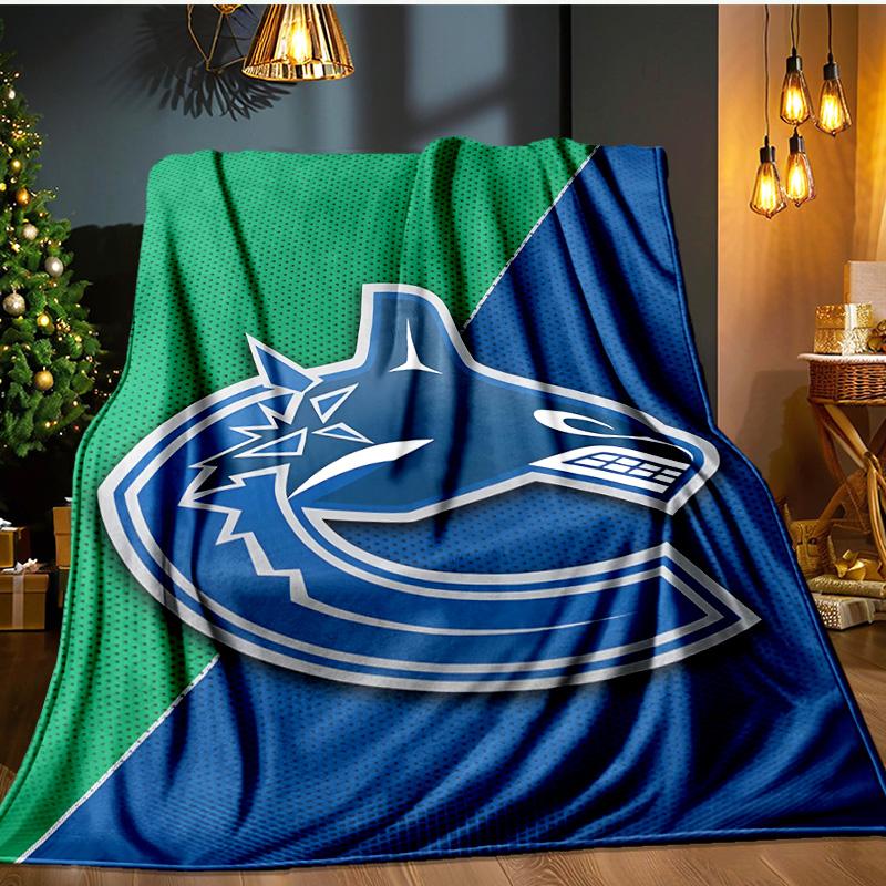 Hockey Team Vancouver-Canucks Blanket Flannel Throw for Sofa, Indoor, Camping, Living Room, Office, Chair, And Bed Soft Birthday Gift