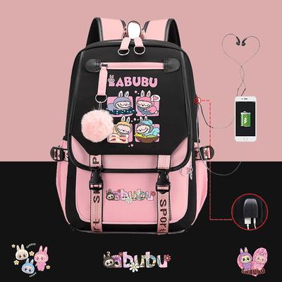 Printed Personalized Trend Backpack Student USB Interface Casual Schoolbag
