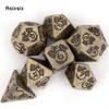 7 Pcs Yellow Dragon Metal Dice Solid Metal Polyhedral Dice Set Suitable for Role-Playing RPG  Board Game Card Game