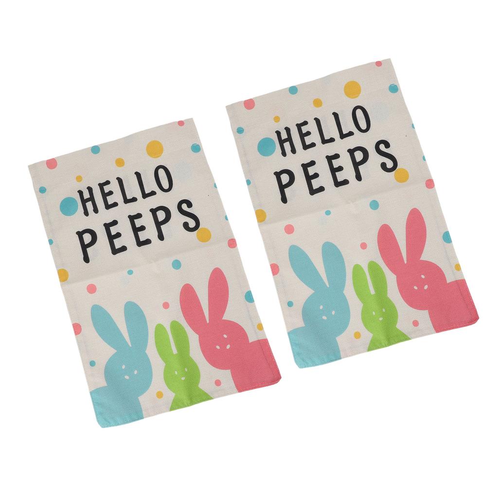 2Pcs Easter Garden Flag Polyester Weatherproof 2 Sided Decorative Bunny Yard Flag for Patio Terrace