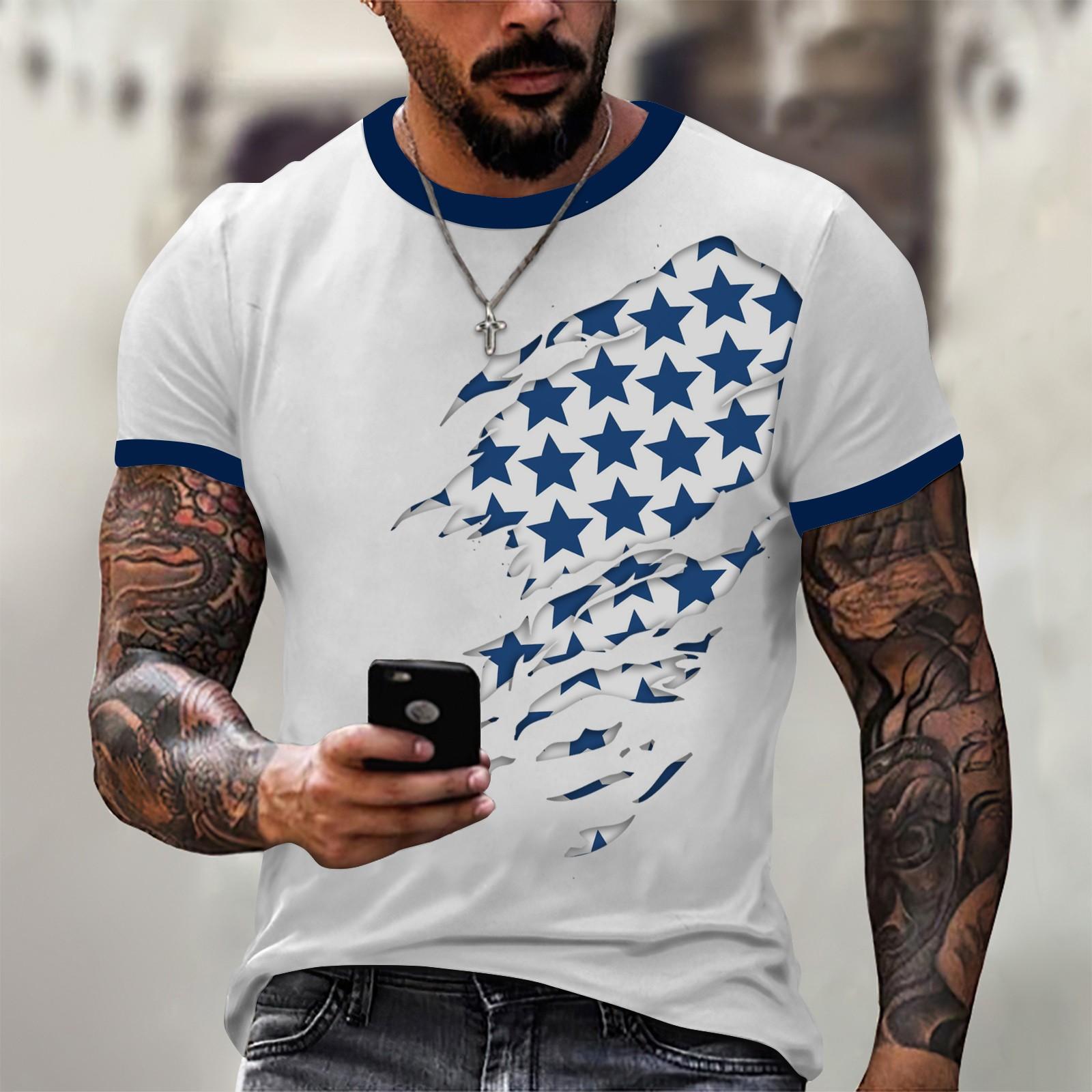 

Чоловіча модна футболка, вуличний повсякденний одяг з коротким рукавом L