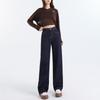 Women's Velvet Wide-Leg High-Waisted Jeans - Autumn/Winter 2025 Collection, Floor-Length Slimming Fit