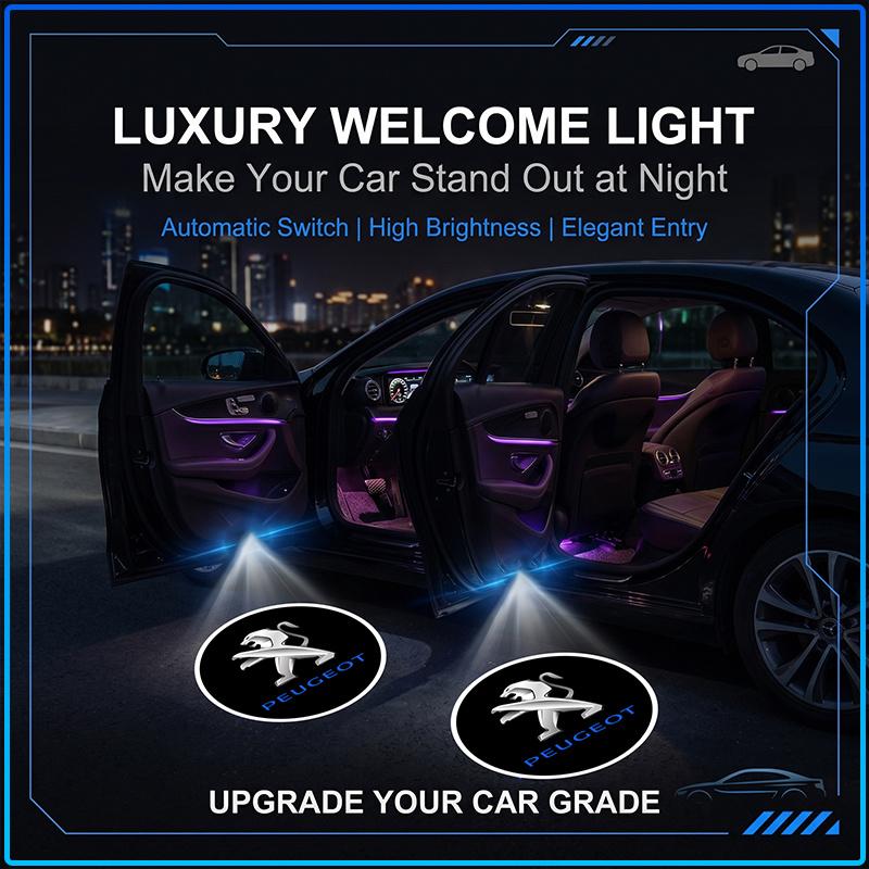 2pcs HD Led Welcome Light Car Door Projector Lamps Car Accessories For Peugeot 107 108 206 207 208 301 307 308 405 406 407 408 508 807 2008 3008 4008