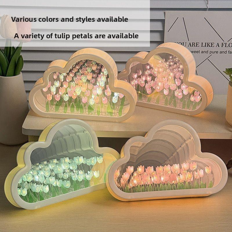 Cloud Tulip 3d Night Lamp With Diy Assembly And Usb Power For Bedroom Decor