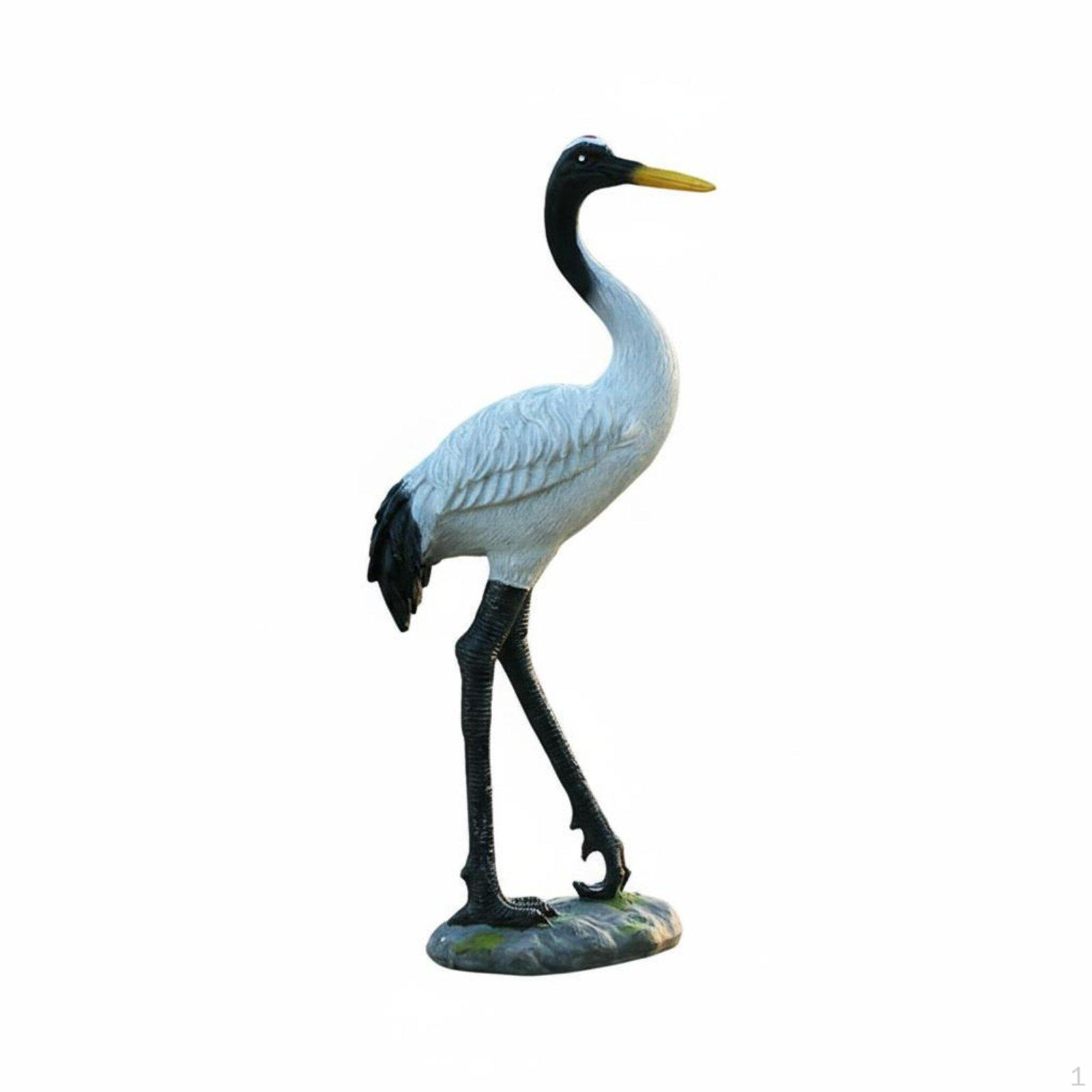 RedCrowned Crane Sculpture Lifelike Details Statue Elegant Design Fairy Garden Bird No.3 Tilted-head