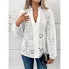 Women'S V-Neck Lace-Trimmed Blouse with Lantern Sleeves - Casual Long Sleeve Shirt Perfect for Spring & Fall, Ladies Blouses