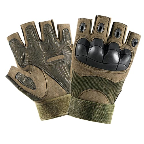 azumafy Tactical Fingerless Gloves for Airsoft, Half Finger, Military, Motorcycle, Camping, Cycling, Outdoor Activities, and Mountaineering (Moss Gree